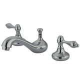 Two-Handle 3-Hole Deck Mount Widespread Bathroom Faucet with Retail Pop-Up Drain