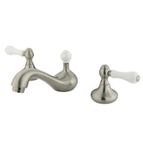 Two-Handle 3-Hole Deck Mount Widespread Bathroom Faucet with Retail Pop-Up Drain