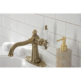 Nautical One-Handle 1-Hole Bathroom Faucet with Deck Plate and Push Pop-Up Drain