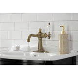 Nautical One-Handle 1-Hole Bathroom Faucet with Deck Plate and Push Pop-Up Drain