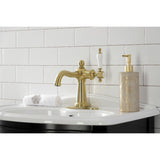 Nautical One-Handle 1-Hole Bathroom Faucet with Deck Plate and Push Pop-Up Drain