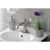 Nautical One-Handle 1-Hole Bathroom Faucet with Deck Plate and Push Pop-Up Drain