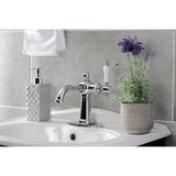 Nautical One-Handle 1-Hole Bathroom Faucet with Deck Plate and Push Pop-Up Drain