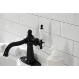 Nautical One-Handle 1-Hole Bathroom Faucet with Deck Plate and Push Pop-Up Drain