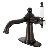 Nautical One-Handle 1-Hole Bathroom Faucet with Deck Plate and Push Pop-Up Drain