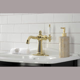 Nautical One-Handle 1-Hole Bathroom Faucet with Deck Plate and Push Pop-Up Drain