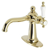 Nautical One-Handle 1-Hole Bathroom Faucet with Deck Plate and Push Pop-Up Drain