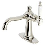 Nautical One-Handle 1-Hole Bathroom Faucet with Deck Plate and Push Pop-Up Drain