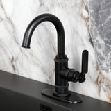 Whitaker One-Handle 1-Hole Bathroom Faucet with Deck Plate and Push Pop-Up Drain