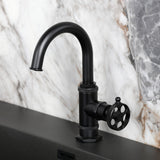 Wendell One-Handle 1-Hole Bathroom Faucet with Knurled Handle, Deck Plate, and Push Pop-Up Drain