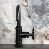 Wendell One-Handle 1-Hole Bathroom Faucet with Knurled Handle, Deck Plate, and Push Pop-Up Drain