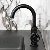 Wendell One-Handle 1-Hole Bathroom Faucet with Knurled Handle, Deck Plate, and Push Pop-Up Drain