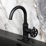 Belknap One-Handle 1-Hole Bathroom Faucet with Deck Plate and Push Pop-Up Drain