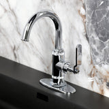 Whitaker One-Handle 1-Hole Bathroom Faucet with Deck Plate and Push Pop-Up Drain