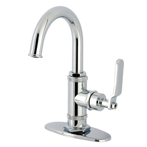 Whitaker One-Handle 1-Hole Bathroom Faucet with Deck Plate and Push Pop-Up Drain