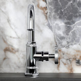 Wendell One-Handle 1-Hole Bathroom Faucet with Knurled Handle, Deck Plate, and Push Pop-Up Drain