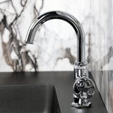 Wendell One-Handle 1-Hole Bathroom Faucet with Knurled Handle, Deck Plate, and Push Pop-Up Drain