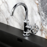 Belknap One-Handle 1-Hole Bathroom Faucet with Deck Plate and Push Pop-Up Drain