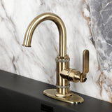 Whitaker One-Handle 1-Hole Bathroom Faucet with Deck Plate and Push Pop-Up Drain