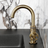 Wendell One-Handle 1-Hole Bathroom Faucet with Knurled Handle, Deck Plate, and Push Pop-Up Drain