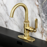 Whitaker One-Handle 1-Hole Bathroom Faucet with Deck Plate and Push Pop-Up Drain