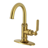 Whitaker One-Handle 1-Hole Bathroom Faucet with Deck Plate and Push Pop-Up Drain