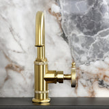 Wendell One-Handle 1-Hole Bathroom Faucet with Knurled Handle, Deck Plate, and Push Pop-Up Drain