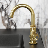 Wendell One-Handle 1-Hole Bathroom Faucet with Knurled Handle, Deck Plate, and Push Pop-Up Drain