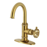 Wendell One-Handle 1-Hole Bathroom Faucet with Knurled Handle, Deck Plate, and Push Pop-Up Drain