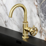 Belknap One-Handle 1-Hole Bathroom Faucet with Deck Plate and Push Pop-Up Drain