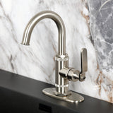 Whitaker One-Handle 1-Hole Bathroom Faucet with Deck Plate and Push Pop-Up Drain