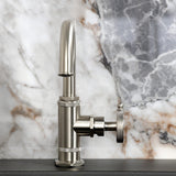 Wendell One-Handle 1-Hole Bathroom Faucet with Knurled Handle, Deck Plate, and Push Pop-Up Drain