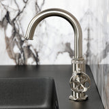 Wendell One-Handle 1-Hole Bathroom Faucet with Knurled Handle, Deck Plate, and Push Pop-Up Drain