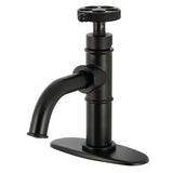 Webb Single-Handle 1-Hole Deck Mount Bathroom Faucet with Knurled Handle and Push Pop-Up Drain