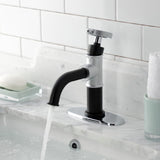 Webb Single-Handle 1-Hole Deck Mount Bathroom Faucet with Knurled Handle and Push Pop-Up Drain