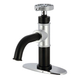 Webb Single-Handle 1-Hole Deck Mount Bathroom Faucet with Knurled Handle and Push Pop-Up Drain