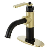 Whitaker One-Handle 1-Hole Bathroom Faucet with Deck Plate and Push Pop-Up Drain