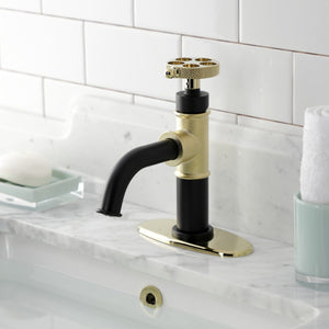 Webb Single-Handle 1-Hole Deck Mount Bathroom Faucet with Knurled Handle and Push Pop-Up Drain