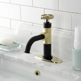 Webb One-Handle 1-Hole Bathroom Faucet with Knurled Handle, Deck Plate, and Push Pop-Up Drain