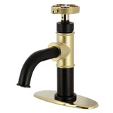 Webb Single-Handle 1-Hole Deck Mount Bathroom Faucet with Knurled Handle and Push Pop-Up Drain