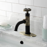 Webb Single-Handle 1-Hole Deck Mount Bathroom Faucet with Knurled Handle and Push Pop-Up Drain