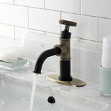 Webb One-Handle 1-Hole Bathroom Faucet with Knurled Handle, Deck Plate, and Push Pop-Up Drain