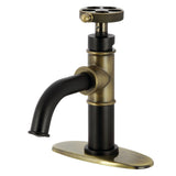 Webb One-Handle 1-Hole Bathroom Faucet with Knurled Handle, Deck Plate, and Push Pop-Up Drain