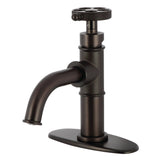 Webb One-Handle 1-Hole Bathroom Faucet with Knurled Handle, Deck Plate, and Push Pop-Up Drain