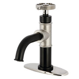 Webb Single-Handle 1-Hole Deck Mount Bathroom Faucet with Knurled Handle and Push Pop-Up Drain