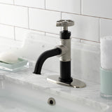 Webb One-Handle 1-Hole Bathroom Faucet with Knurled Handle, Deck Plate, and Push Pop-Up Drain