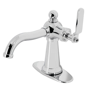 Knight One-Handle 1-Hole Bathroom Faucet with Deck Plate and Push Pop-Up Drain