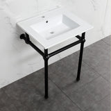 Fauceture 25-Inch Console Sink with Brass Legs (Single Faucet Hole)