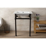 Fauceture 25-Inch Console Sink with Brass Legs (Single Faucet Hole)