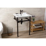 Fauceture 25-Inch Console Sink with Brass Legs (Single Faucet Hole)